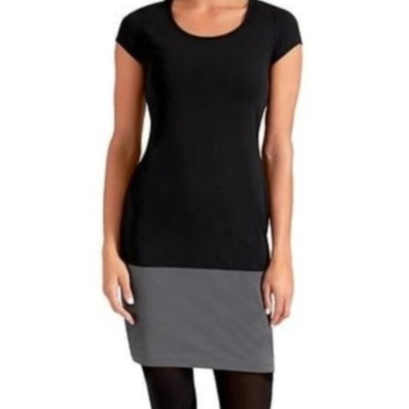 Athleta Ella Colorblock Short Sleeve Black and Grey Activewear Mini Dress - Picture 2 of 9